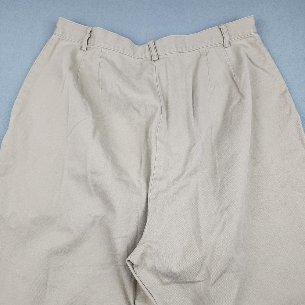 Brooks Brothers Pants Womens 14 Beige Chino 100% Cotton Relaxed Twill High Waist - Picture 8 of 9